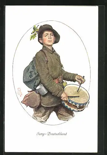 AK Junger Soldat mit Trommel