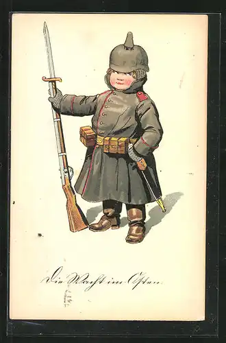 AK Kleiner Soldat in Uniform mit Bajonett