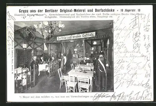 AK Berlin, Gasthaus Berliner-Original-Meierei und Dorfschänke, Jägerstrasse 13