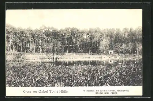 AK Berlin-Grunewald-Onkel Toms Hütte, Gasthaus am Riemeistersee