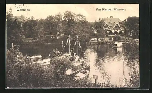 AK Berlin-Wannsee, Am Kl. Wannsee mit Booten