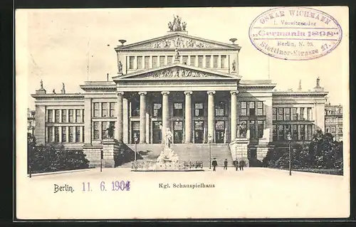 AK Berlin, Königliches Schauspielhaus am Gendarmenmarkt mit Denkmal