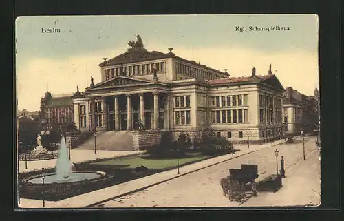 AK Berlin, Königliches Schauspielhaus am Gendarmenmarkt mit Denkmal