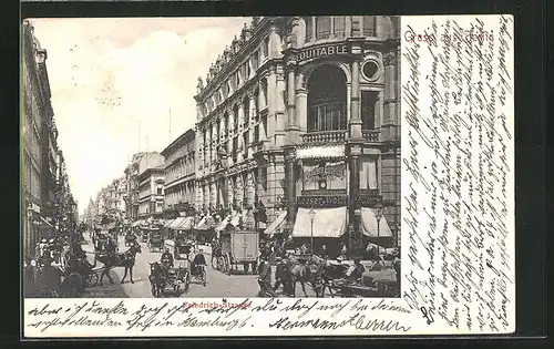 AK Berlin, Friedrichstrasse mit Geschäften und permanenter Ausstellung