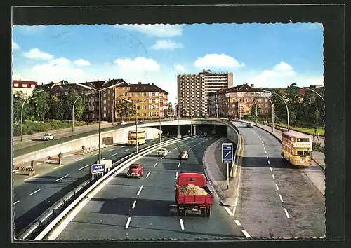 AK Berlin-Halensee, Blick auf die Stadtautobahn mit Bus