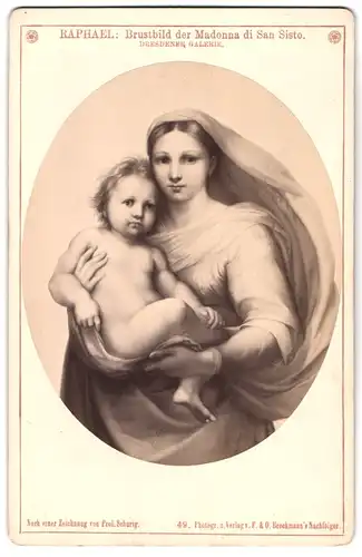 Fotografie F. & O. Brockmann, Dresden, Brustbild der Madonna di San Sisto nach Raphael