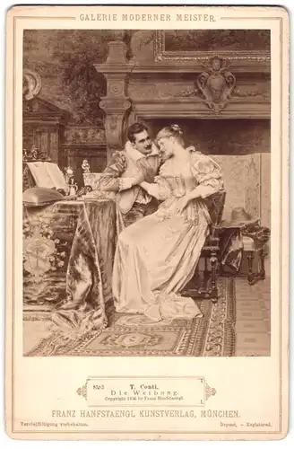 Fotografie Franz Hanfstaengl, München, Gemälde Die Werbung nach T. Conti