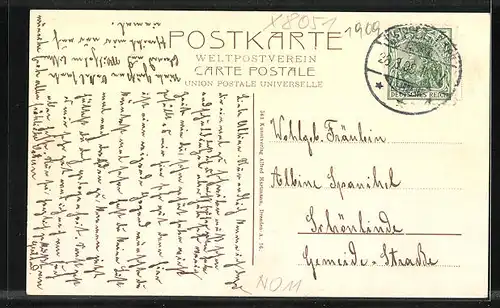 AK Dresden-Weisser Hirsch, Bautzner Strasse mit Kaiserl. Postamt
