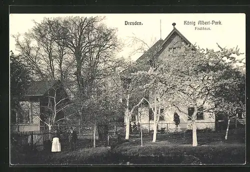 AK Dresden-Neustadt, Gasthaus Fischhaus, König Albert-Park