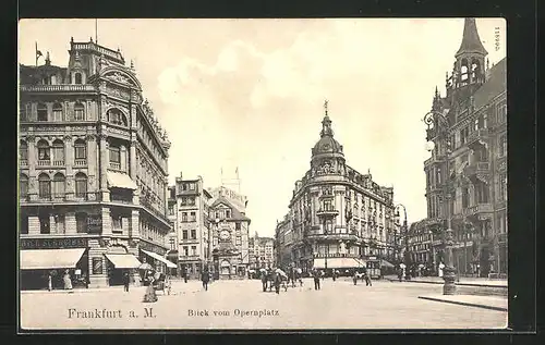 AK Frankfurt a. M., Blick vom Opernplatz mit Geschäften