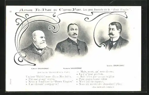 AK Affaire Humbert, Les gros Bonnets de la Rente Viagère, Emile Daurignac, Romain Daurignac & Louis Daurignac
