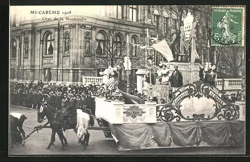 AK Paris, Faschingsumzug, Mi-Carème, Char de la Normandie