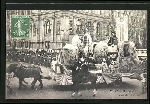 AK Paris, Mi-Carème, Char du Lyonnais, Fasching