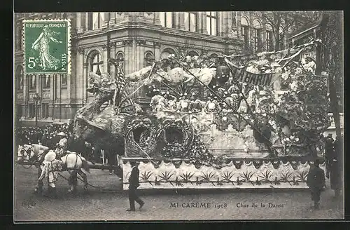 AK Paris, Mi-Carème, Char de la Danse, Fasching