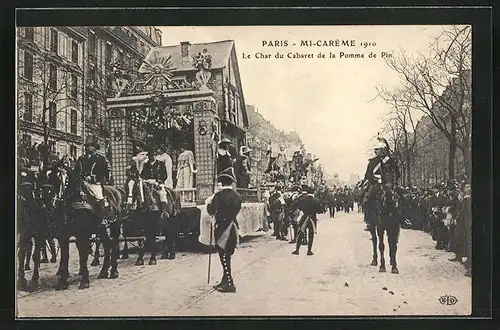 AK Paris, Mi-Carème, Le Char du Cabaret de la Pomme de Pin, Fasching