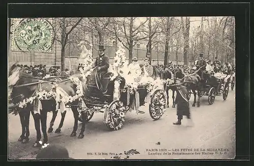 AK Paris, Mi-Carème, Landau de la Renaissance des Halles, Fasching