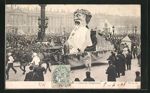 AK Paris, Mi-Carème 1906, Char de Gargantua, Fasching