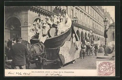 AK Paris, Mi-Carème 1906, Char de la Mandoline, Fasching