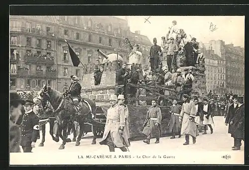 AK Paris, Mi-Carème, Le Char de la Guerre, Fasching