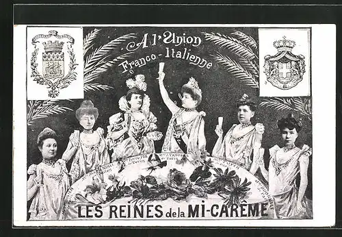 AK Paris, Les reines de la Mi-Carème, Franco-Italienne, Schönheitsköniginnen
