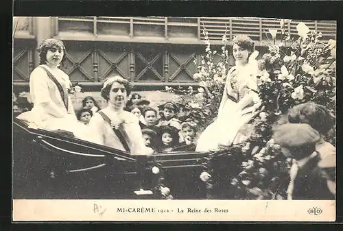 AK Paris, Mi-Carème 1912, La Reine des Roses, Schönheitskönigin
