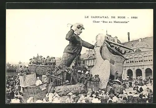AK Nice, Le Carnaval 1921, Char Sus au Mercantis, Fasching