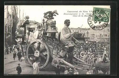 AK Nice, Carnaval de Nice 1913, Char de la Musique, Fasching