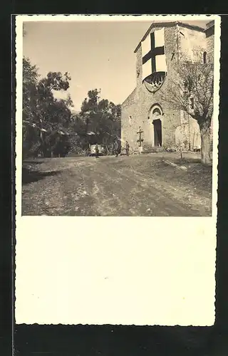 Foto-AK Sermoneta, Lazarett Valvisciolo, Januar 1944, Aussenansicht