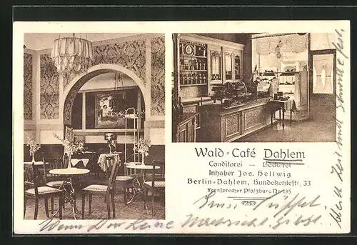 AK Berlin-Dahlem, Wald-Café, Hundekehlestrasse 33, Innenansicht