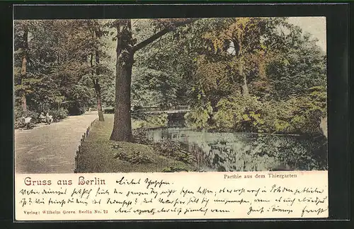 AK Berlin-Tiergarten, Partie aus dem Tiergarten