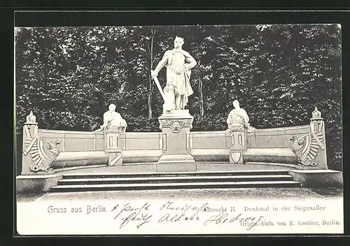 AK Berlin-Tiergarten, Albrecht II. Denkmal in der Siegesallee