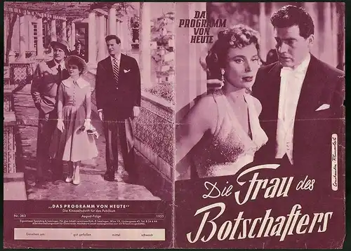 Filmprogramm Programm von Heute Nr. 383, Die Frau des Botschafters, Antje Weisgerber, Hans Stüwe, Regie: Hans Deppe