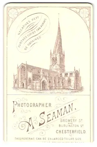 Fotografie A. Seaman, Chesterfield, Brewery St., Ansicht Chesterfield, Blick auf die Chesterfield Parish Church