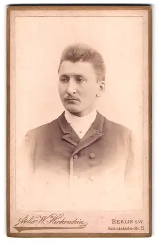 Fotografie W. Hertenstein, Berlin-SW, Kommandanten-Strasse 15, Portrait junger Herr mit Bürstenschnitt