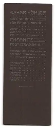 Fotografie Oskar Köhler, Chemnitz, Poststr. 11, Portrait sächsin im Biedermeierkleid posiert im Atelier