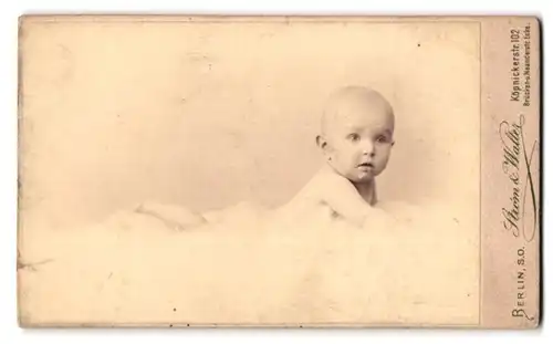 Fotografie Stróm & Walter, Berlin, Köpnickerstr. 102, Portrait süsses nacktes Baby liegt auf einem Fell