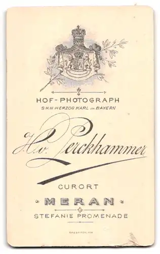 Fotografie H. v. Perckhammer, Meran, Stefanie-Promenade, Portrait eines elegant gekleideten Paares