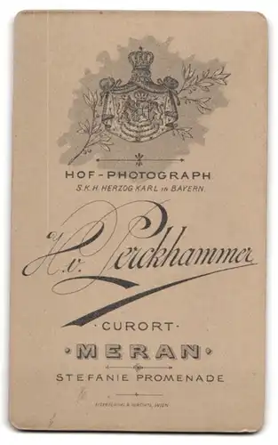 Fotografie H. v. Perckhammer, Meran, Stefanie-Promenade, Portrait charmanter junger Mann im Anzug