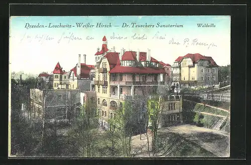 AK Dresden-Loschwitz-Weisser Hirsch, Dr. Teuschers Sanatorium, Waldvilla