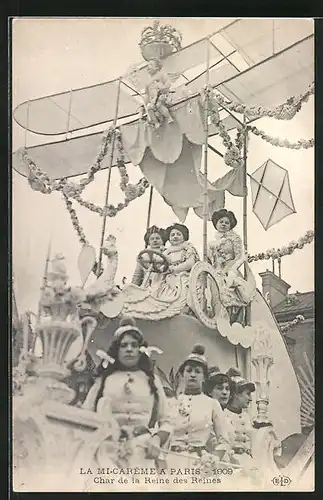 AK Paris, La Mi-Carème a Paris 1909, Char de la Reine des Reines, Schönheitsköniginnen