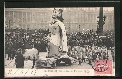 AK Paris, Mi-Carême 1906, Gens de Portugal, Fasching