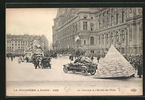 AK Paris, Mi-Carême 1909, Le Cortége l`Hôtel-de-ville, Fasching