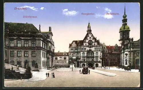 AK Dresden, Ständehaus mit Georgentor und Schlossturm