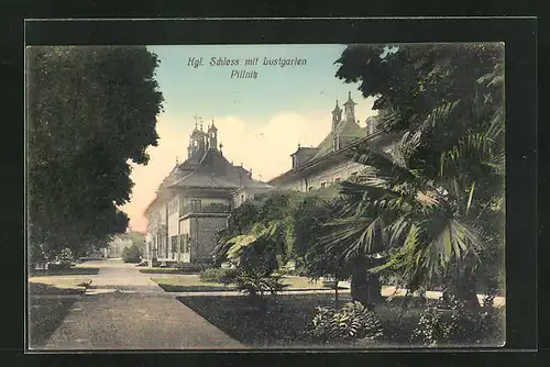 AK Dresden-Pillnitz, Königliches Schloss mit Lustgarten