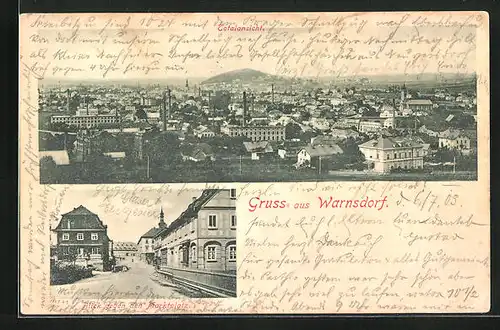 AK Warnsdorf, Gesamtansicht und Blick gegen den Markt