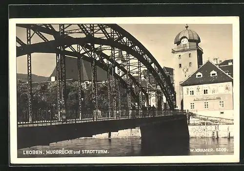 AK Leoben, Murbrücke und Stadtturm