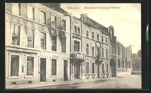 AK Dolhain, Maison et Fabrique Maisier, ausgebrannte Grundmauern