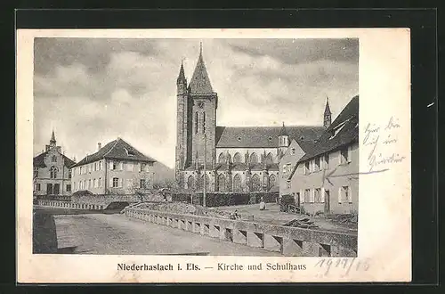 AK Niederhaslach i. Els, Kirche und Schulhaus