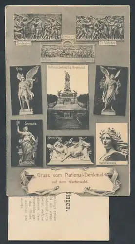 Besondere-AK Niederwald, Nationaldenkmal a.d. Niederwald, Reliefs & Statuen, Beiblatt zu Rüdesheim, Niederwald & Bingen