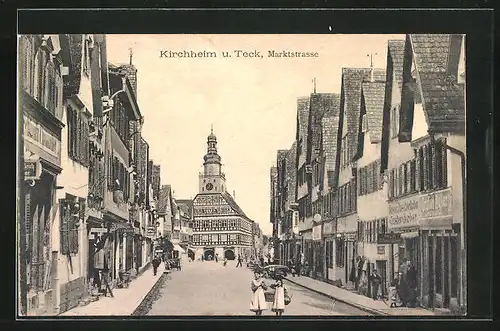 AK Kirchheim u. Teck, Marktstrasse mit Ladenzeilen